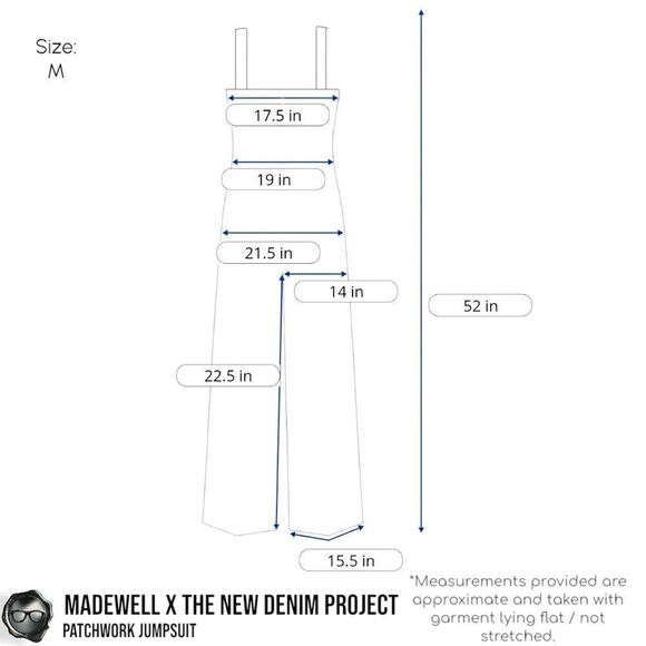 MADEWELL X THE NEW DENIM PROJECT PATCHWORK OVERALL JUMPSUIT BLUE RAILROAD STRIPE - Picture 14 of 16
